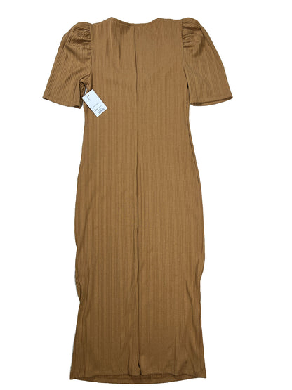 NEW Nine West Women's Bronze Orange/Brown Short Sleeve Long Dress - M