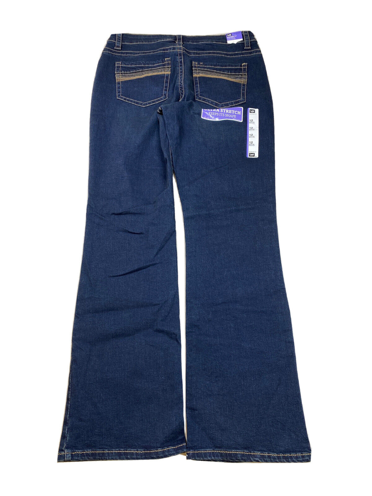 NEW Lee Women's Dark Wash Mid Rise Stretch Boot Cut Denim Jeans - 12 M