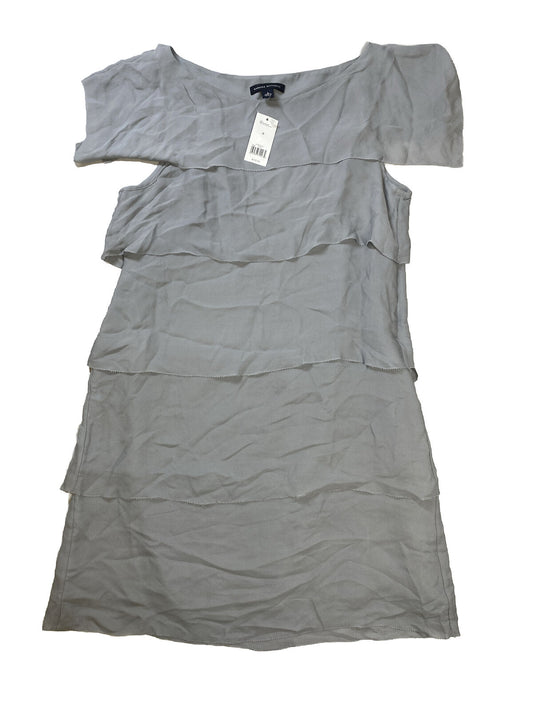 NEW Banana Republic Women's Gray Silk Layered Shift Dress - 8