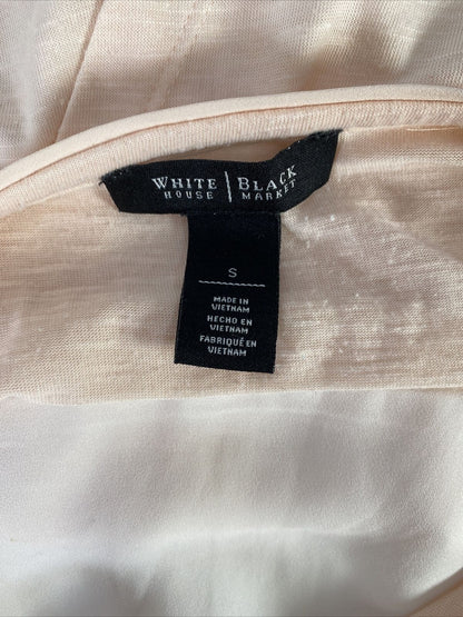 White House Black Market Blusa rosa de manga larga con cuello en V para mujer -S
