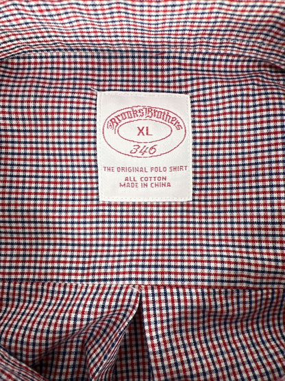 NUEVO Camisa con botones de manga larga roja / azul 346 de Brooks Brothers para hombre - XL