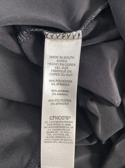 Chico's Chemise à manches courtes stretch noire pour femme Sz 0/US S