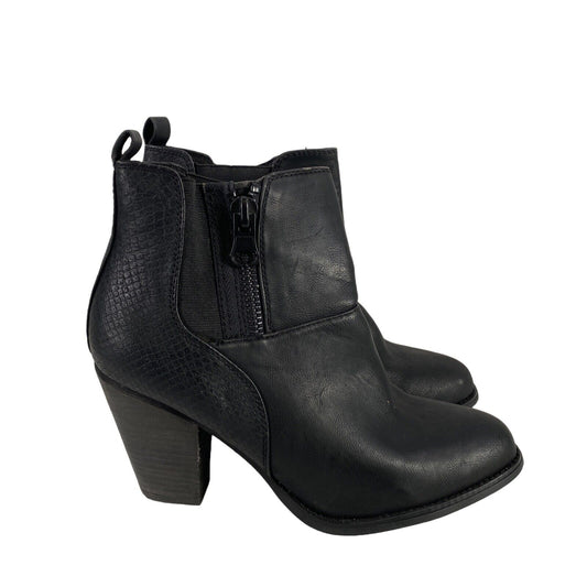 Aldo Women's Black Synthetic Side Zip Heeled Gytha Boots - 9.5