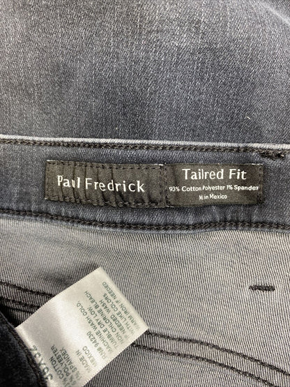 Paul Fredrick Men's Dark Gray Wash Denim Tailored Fit Jeans - 36x32