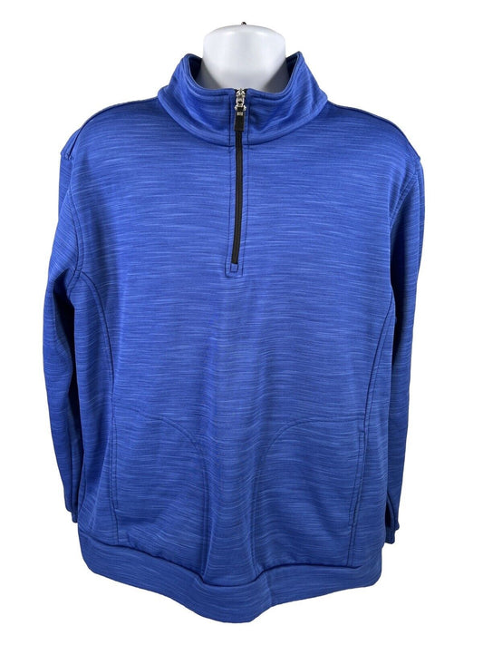 AKWA Men's Blue 1/4 Zip Pullover Classic Sweatshirt - L