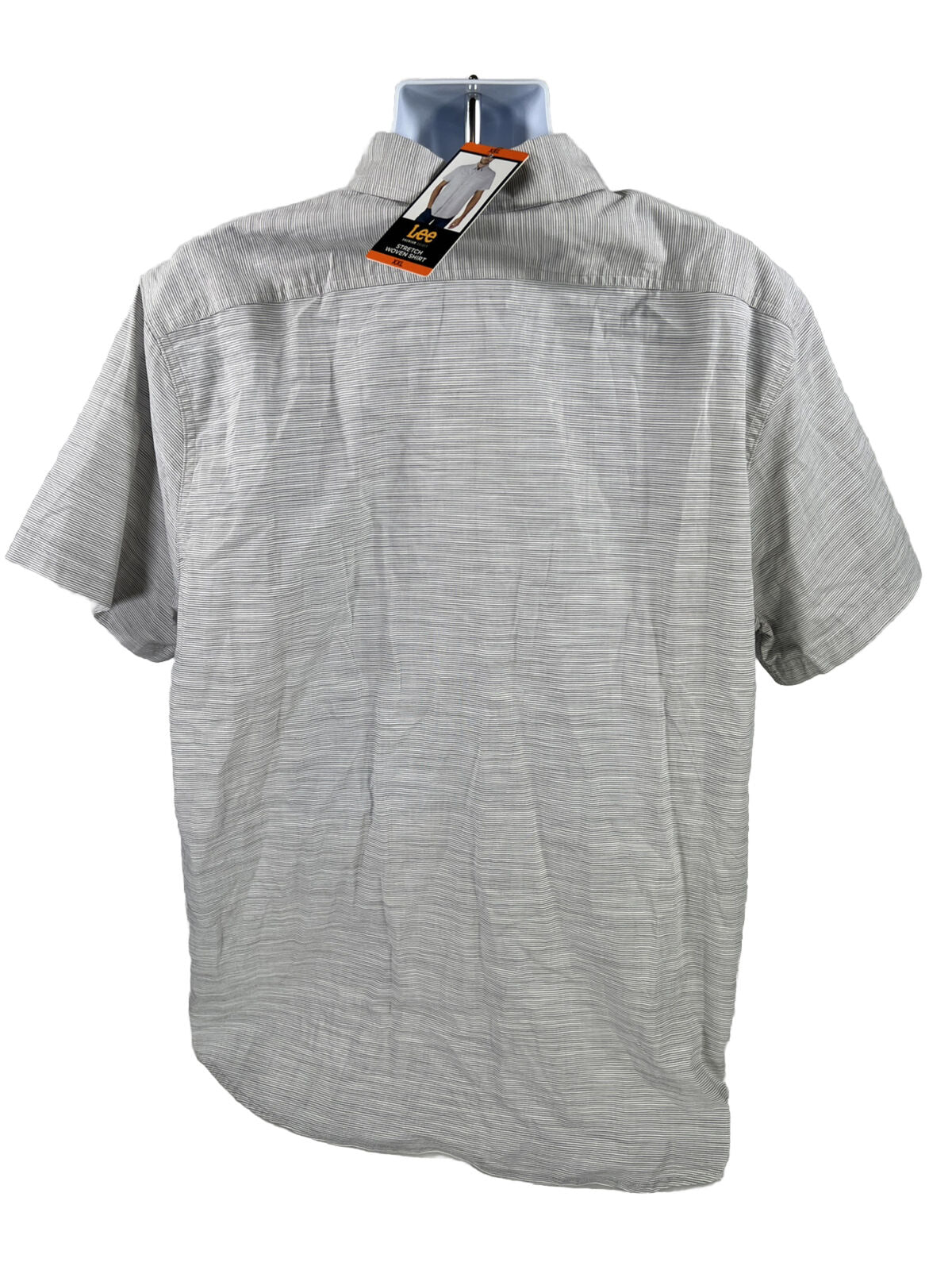 NUEVO Camisa con botones de manga corta a rayas grises de Lee para hombre - XXL