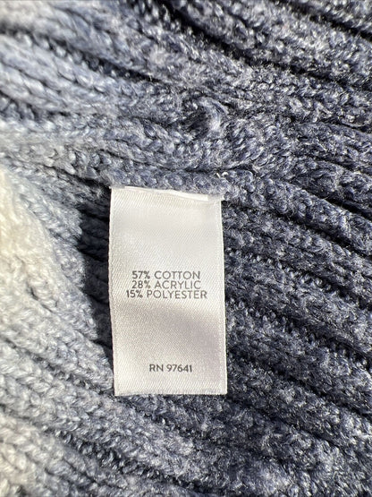J. Jill Women's Pure Ivory/Blue Cable Knit Cardigan Sweater - L
