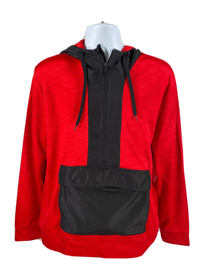 NEW Tek Gear Mens Black/Red Fleece Lined 1/4 Zip Pullover Sweatshirt Sz M