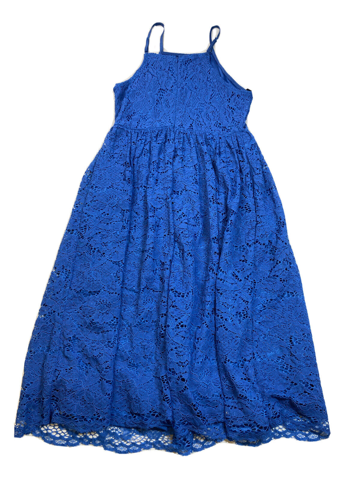 Lulus Women's Blue Lace High Neck Knee Length A-Line Dress - M