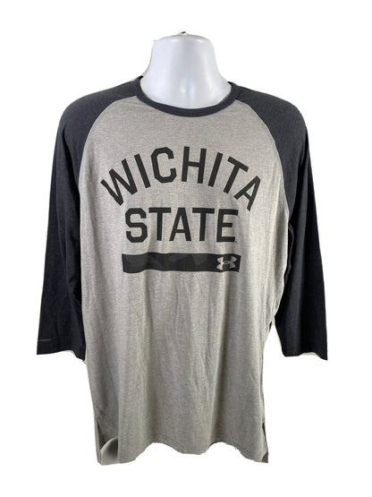 NUEVA camiseta de béisbol de manga 3/4 gris Wichita State de Under Armour para hombre - L