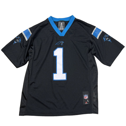 NFL Team Apparel Camiseta de fútbol juvenil negra/azul Carolina Panthers - L