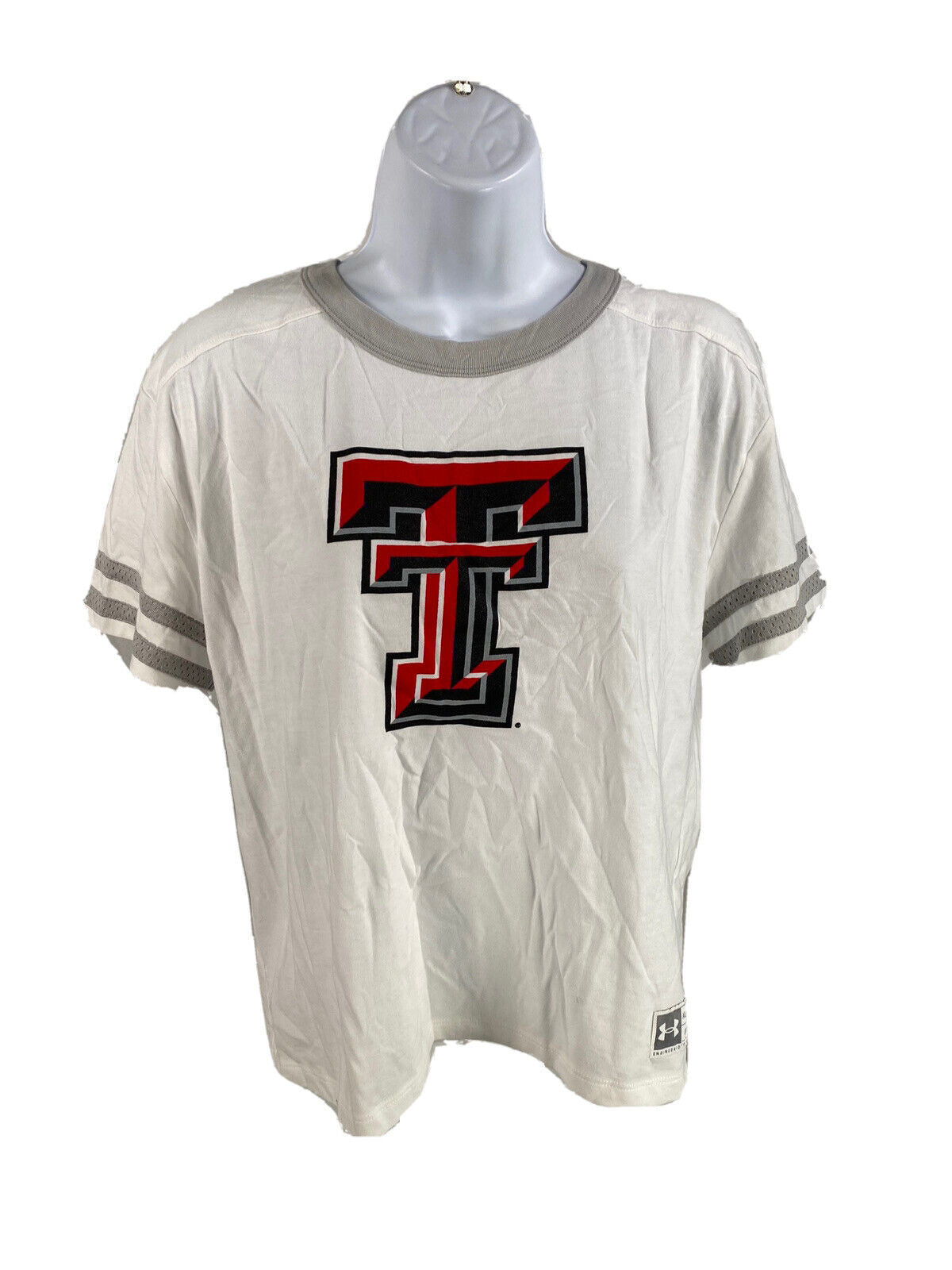 NUEVA camiseta recortada blanca Texas Tech de Under Armour para mujer - M