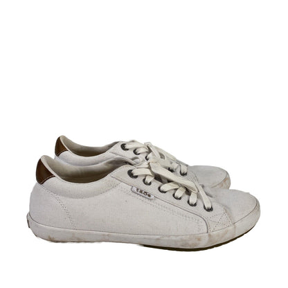 Taos Women's White Canvas  Star Burst Lace Up Low Top Sneakers - 9