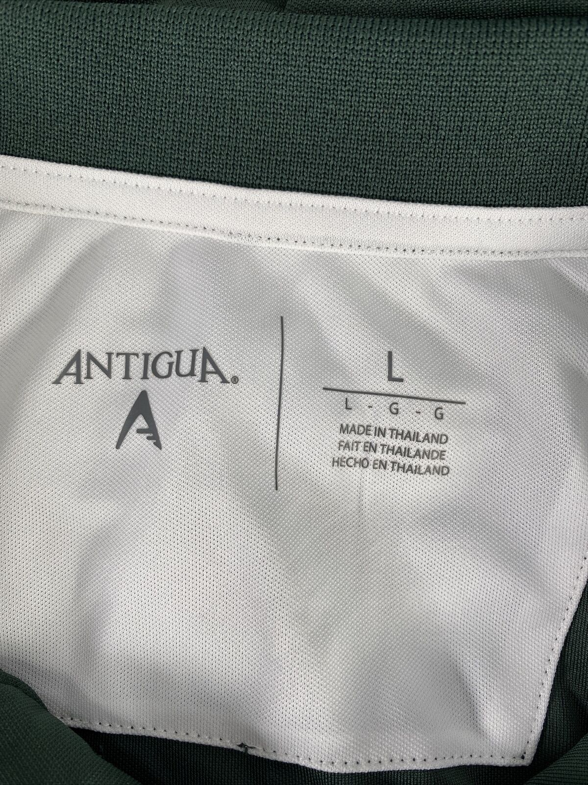 NEW Antigua Men's Green/White Short Sleeve Athletic Polo - L