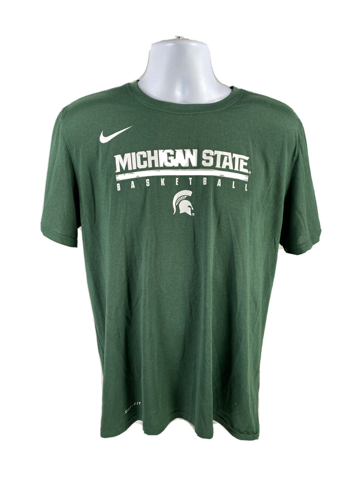 Nike Men's Green Short Sleeve Michigan State MSU Basketball Shirt - L