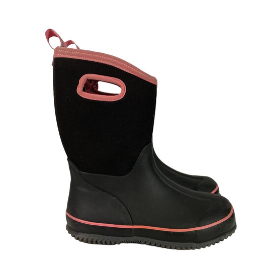 DSG Girls Black/Pink Rubber Snowbound Pull On Boots Sz 5
