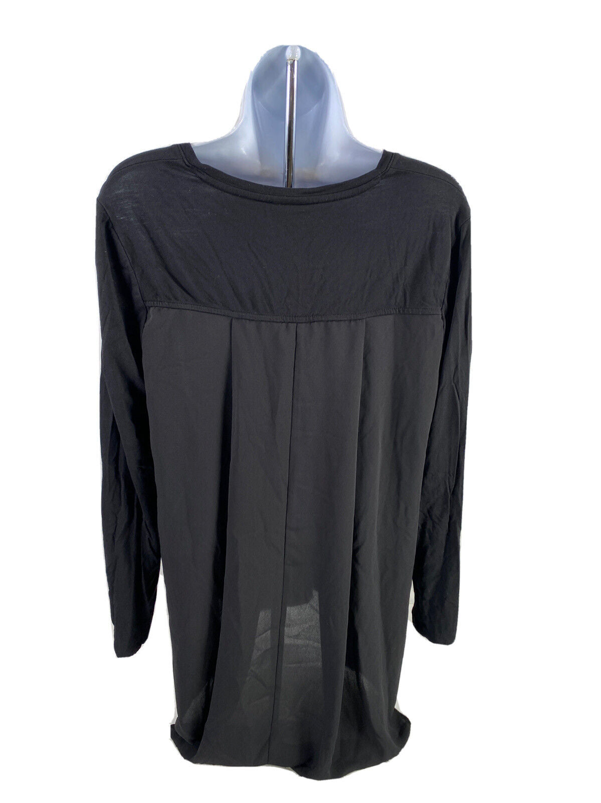 Chico's Blusa tipo túnica de manga larga con espalda tejida negra para mujer - 1 US M