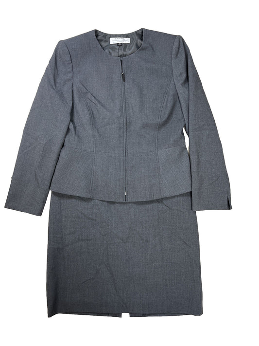 Tahari Arthur S Levine Womens Gray Blazer and Pencil Skirt Set Sz 8 Petite