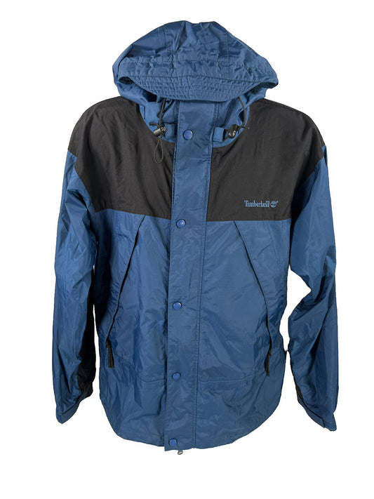 Timberland Weathergear Men's Blue/Black Hooded Windbreaker Jacket - L