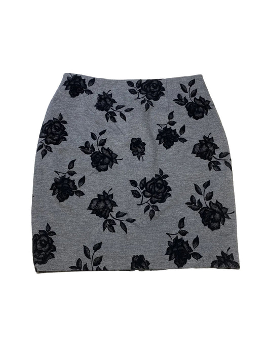 White House Black Market Women's Gray Floral Straight Pencil Skirt - 10