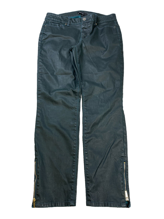 White House Black Market Women's Dark Green Coated Skimmer Jeans - 8
