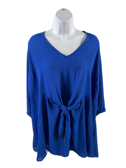 NEW Torrid Women's Blue 3/4 Sleeve Peplum Tie Front Blouse - Plus 5X