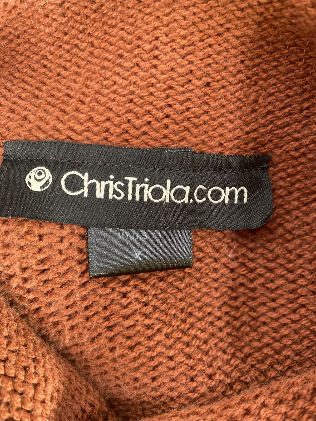 Chris Triola Suéter de cuello simulado de manga larga de algodón marrón para mujer - XL
