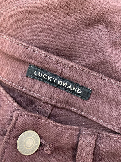 Lucky Brand - Vaqueros pitillo de tiro medio para mujer, color rojo oscuro, talla 2/26A