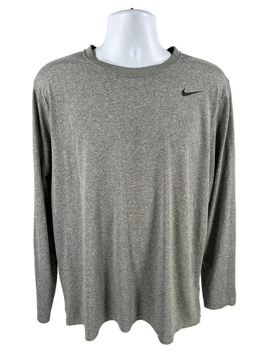 Nike Camiseta deportiva Dri-Fit de manga larga gris para hombre - XL