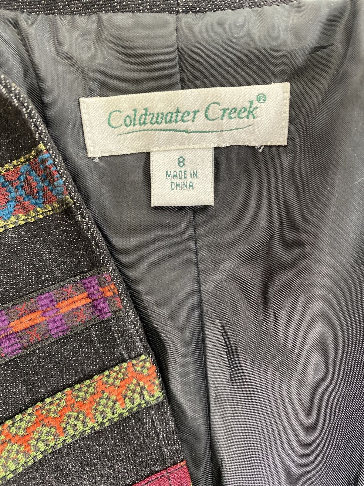 Coldwater Creek Women's Multi-Color Beaded Striped Jacket - 8