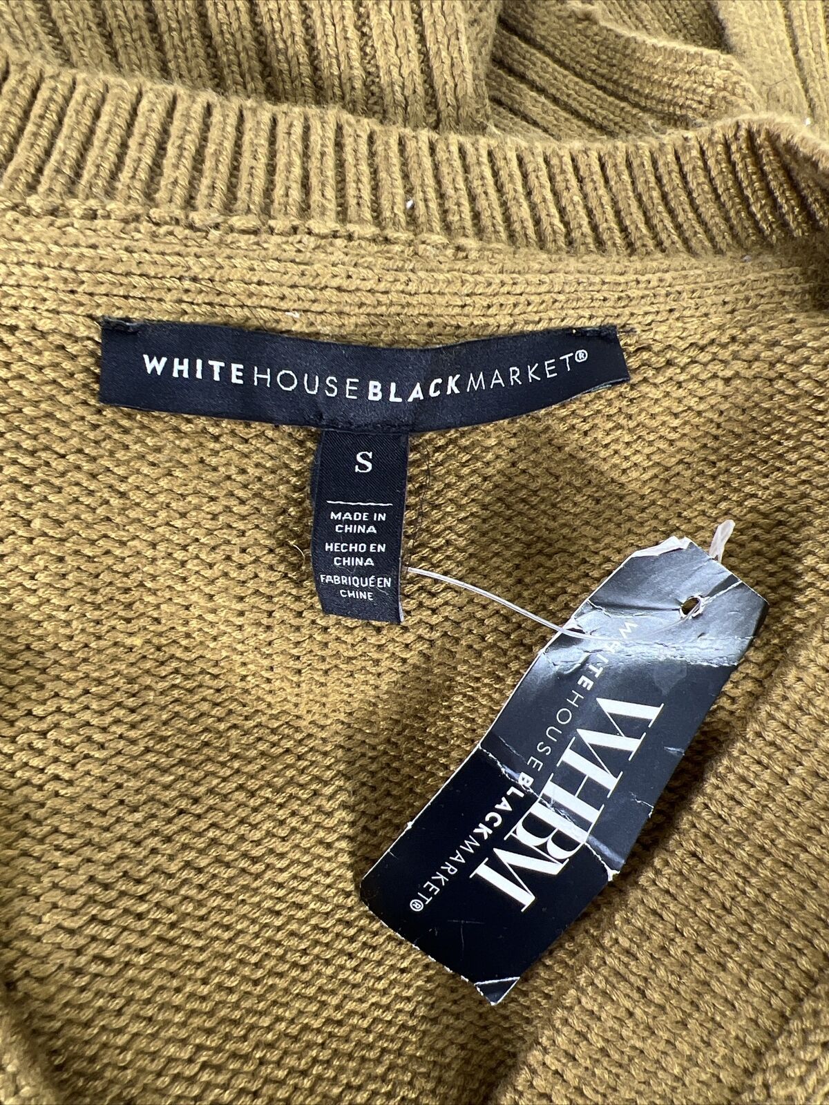 NEW White House Black Market Women's Green V-Neck 3/4 Sleeve Sweater - S