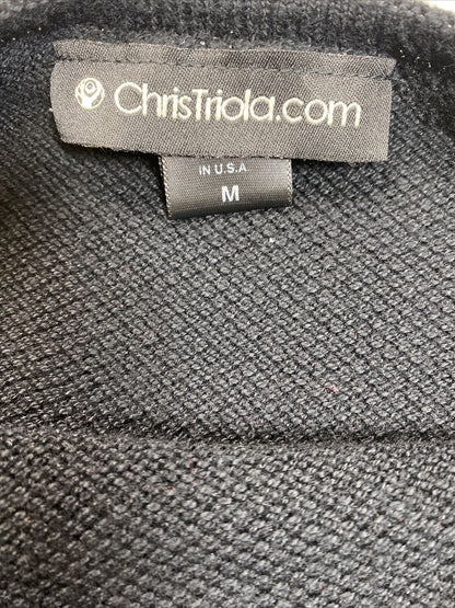 Chris Triola Vestido estilo suéter de algodón de manga larga negro para mujer - M