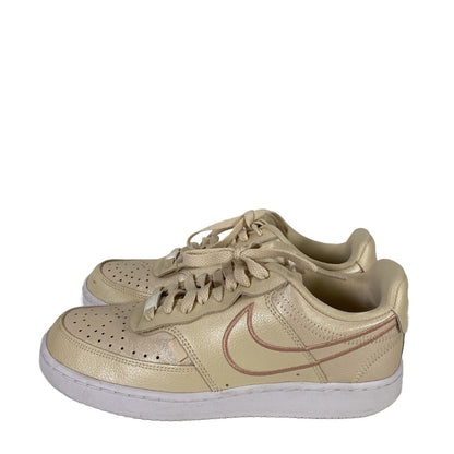 Nike Womens Beige/Pearl White Low Court Vision DM0838 Lace Up Sneakers -8