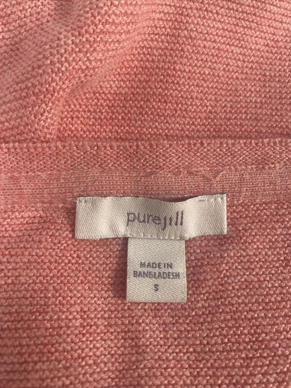 Pure J.Jill Suéter de punto de algodón de manga 1/2 rosa para mujer Talla S
