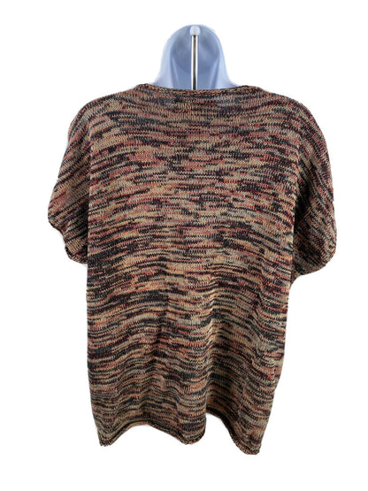Chris Triola Women's Brown/ Multi-Color Short Sleeve Sweater - 2