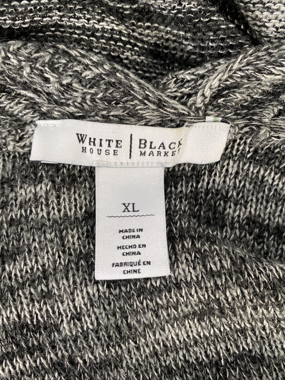 White House Black Market Suéter tipo cárdigan negro/gris para mujer - XL