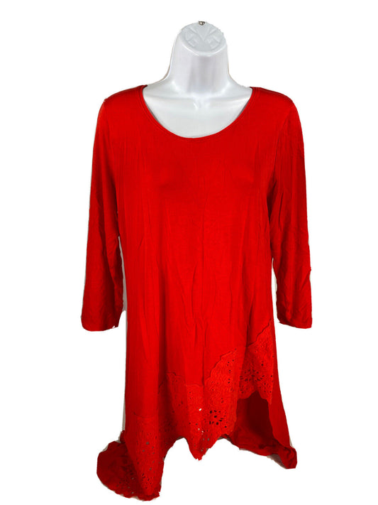 Chico's Top tipo túnica elástica de manga 3/4 para mujer, color rojo, talla 0/US S