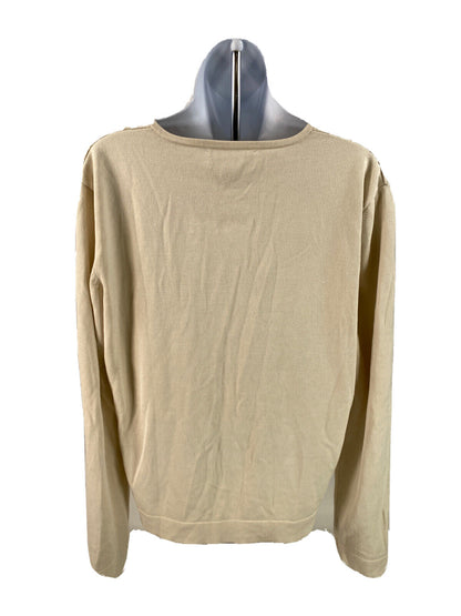 Lauren Ralph Lauren Women's Ivory Button Up Silk Cardigan Sweater - L