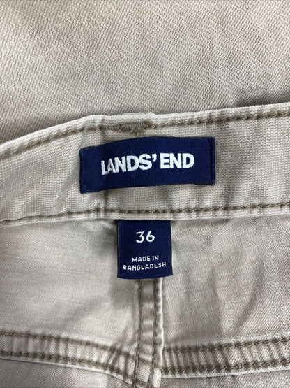 NEW Lands' End Men's Beige Square Rigger Traditional Fit Denim Jeans - 36