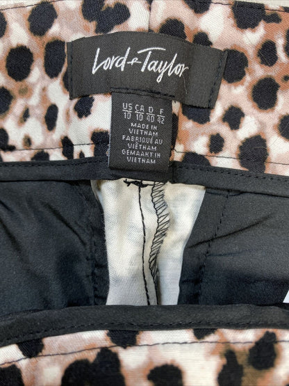 NEW Lord & Taylor Women's Brown Animal Print Slim Dress Pants Sz 10