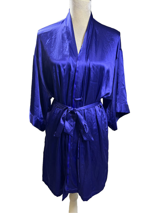 Victoria's Secret Women's Purple Satin Tie Front Kimono Robe - M