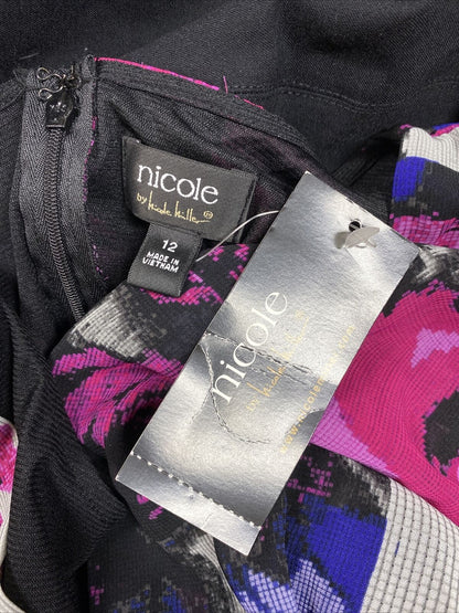 NEW Nicole by Nicole Miller Women's Black Floral Sheath Dress - 12
