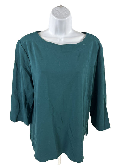 Chico's Women's Green 3/4 Sleeve T-Shirt - 3 US XL