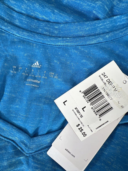 NUEVA camiseta Adidas Climalite de manga corta azul para mujer - L
