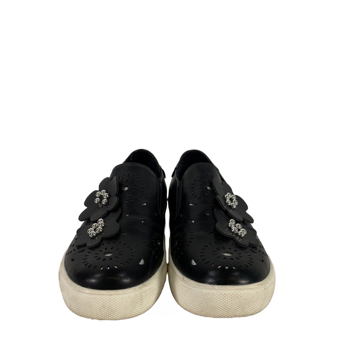 Nanette Lepore Womens Black Whitney Embellished Floral Sneakers - 6