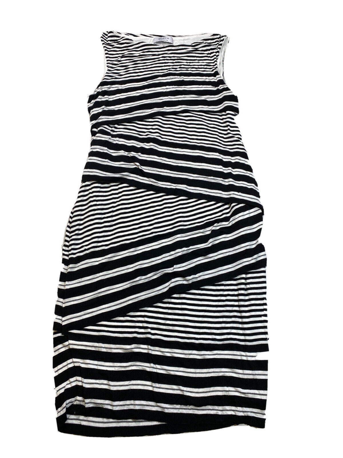 Bailey 44 Women's Black/White Striped Sleeveless Layered Shift Dress - XL