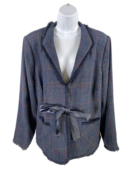 NUEVA chaqueta tipo blazer novedosa con ribete de flecos azules de Sag Harbor para mujer - 16W