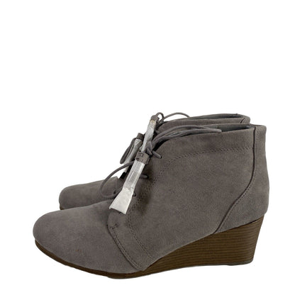 NEW Dr. Scholls Women's Gray Kennedy Lace Up Ankle Wedge Booties - 10