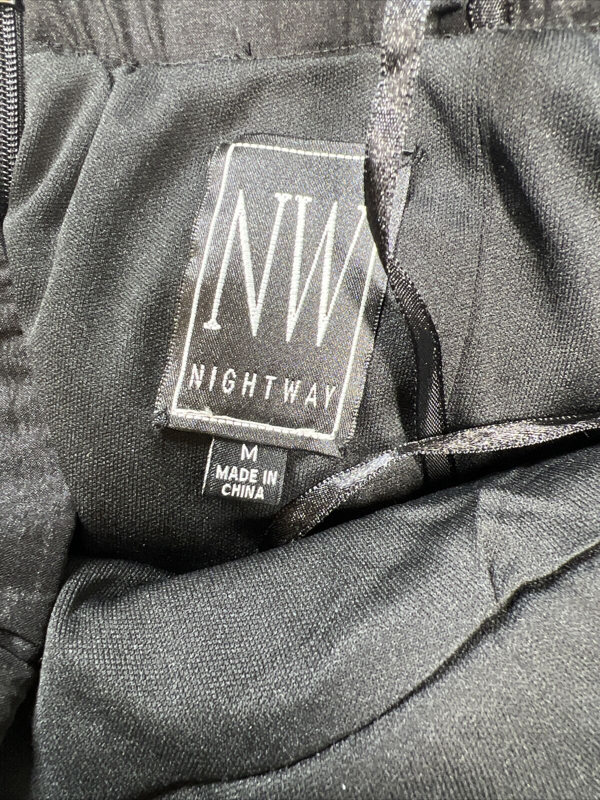 NUEVO vestido sin tirantes con lentejuelas negras de Nightway para mujer - M