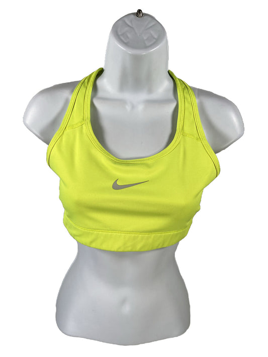 Nike Women's Neon Green Dri-Fit Pro Sports Bra - M